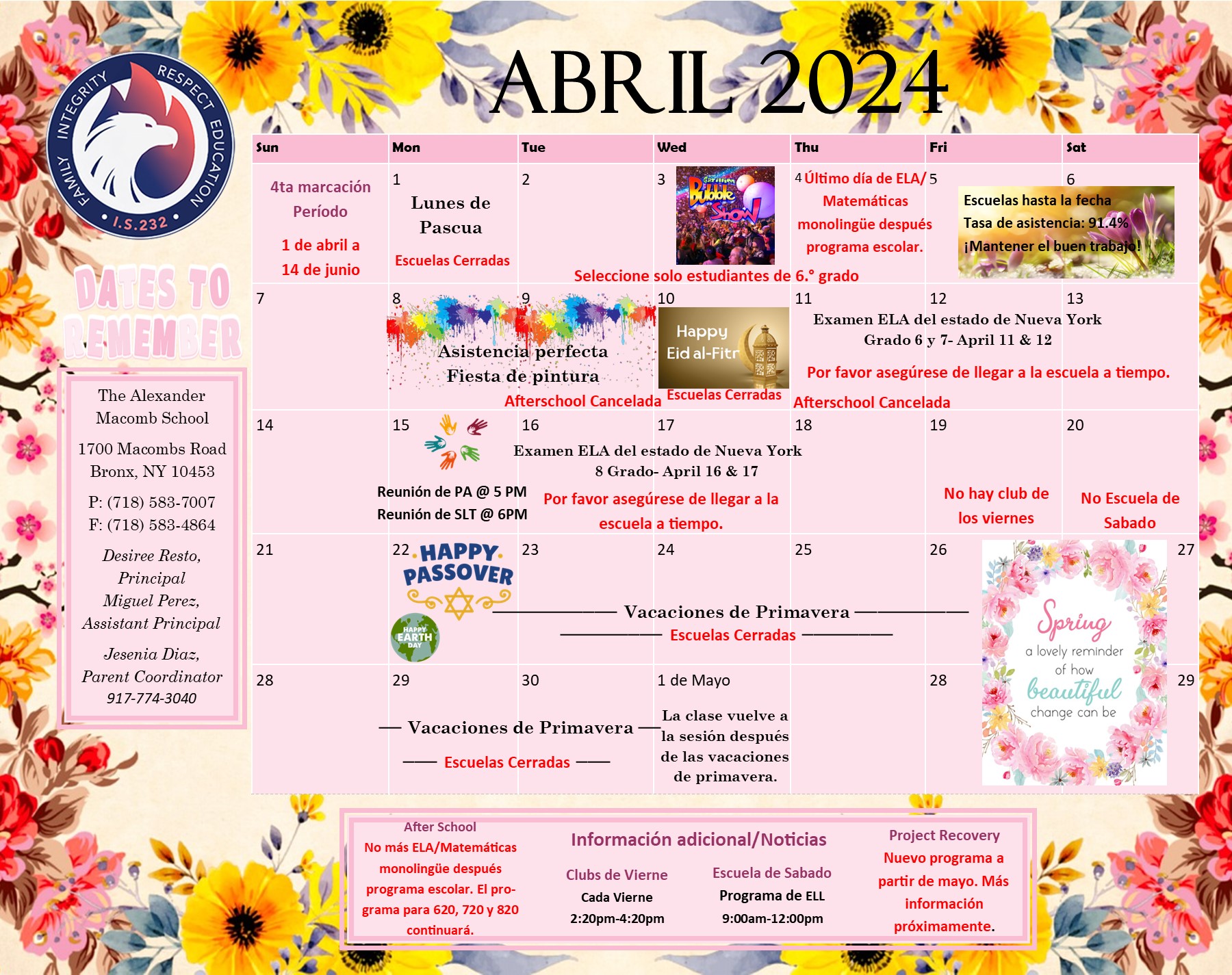 April Calendar 2024 Spanish